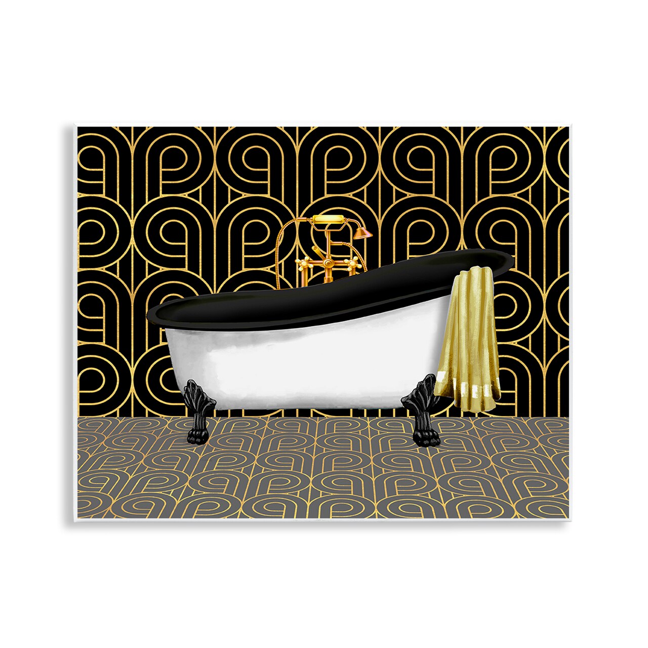 Stupell Industries Bathroom in Deco Style Wall Plaque Design by Conrad Knutsen